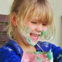 4;3Georgia playing with shaving cream during her activity time copy